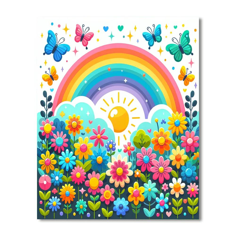 Bright Rainbow Garden Numbered Painting Kits