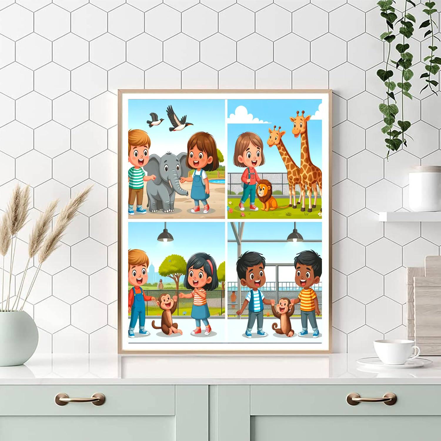 Playful Animals At The Zoo Paint By Numbers Kits