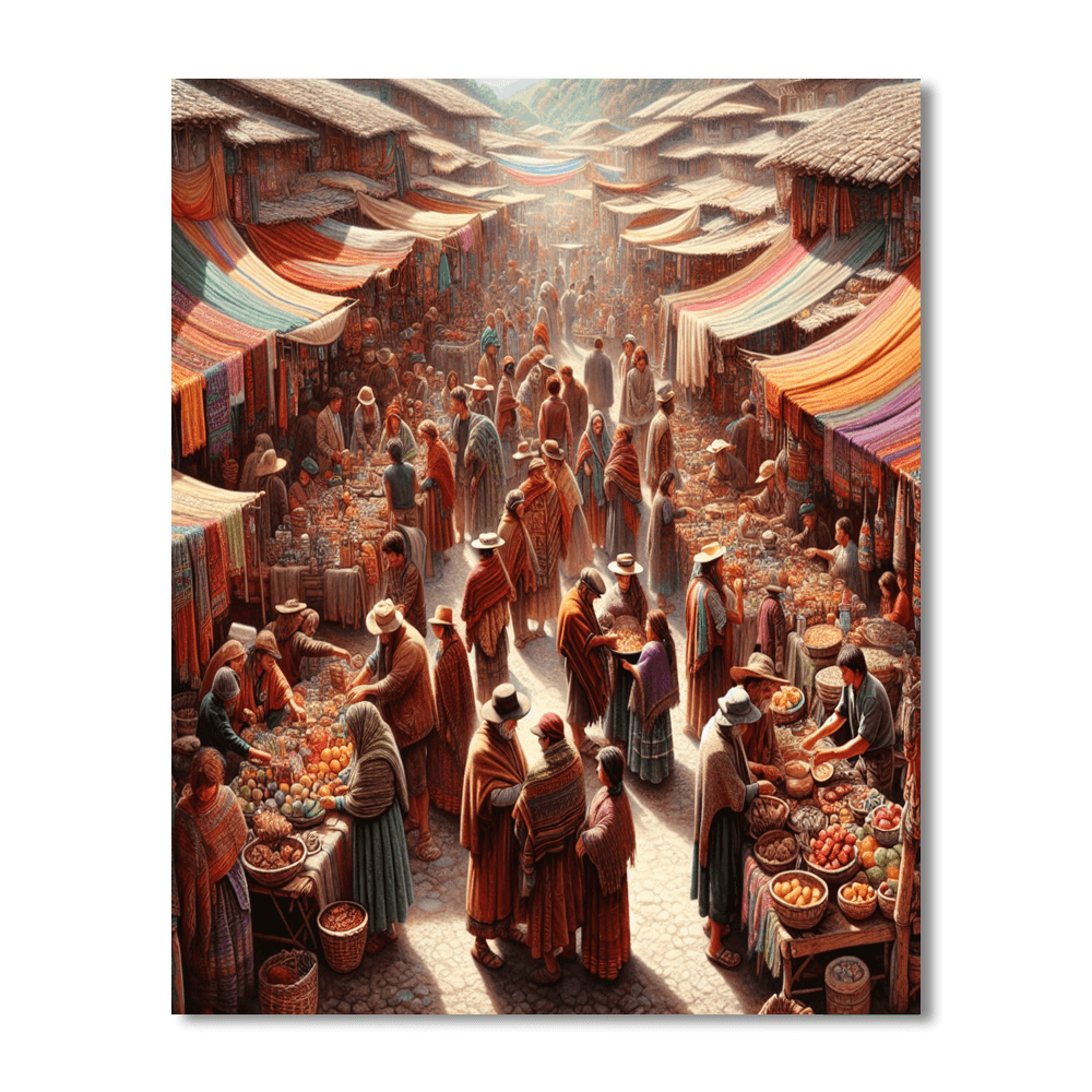 Quaint Village Marketplace Number Painting