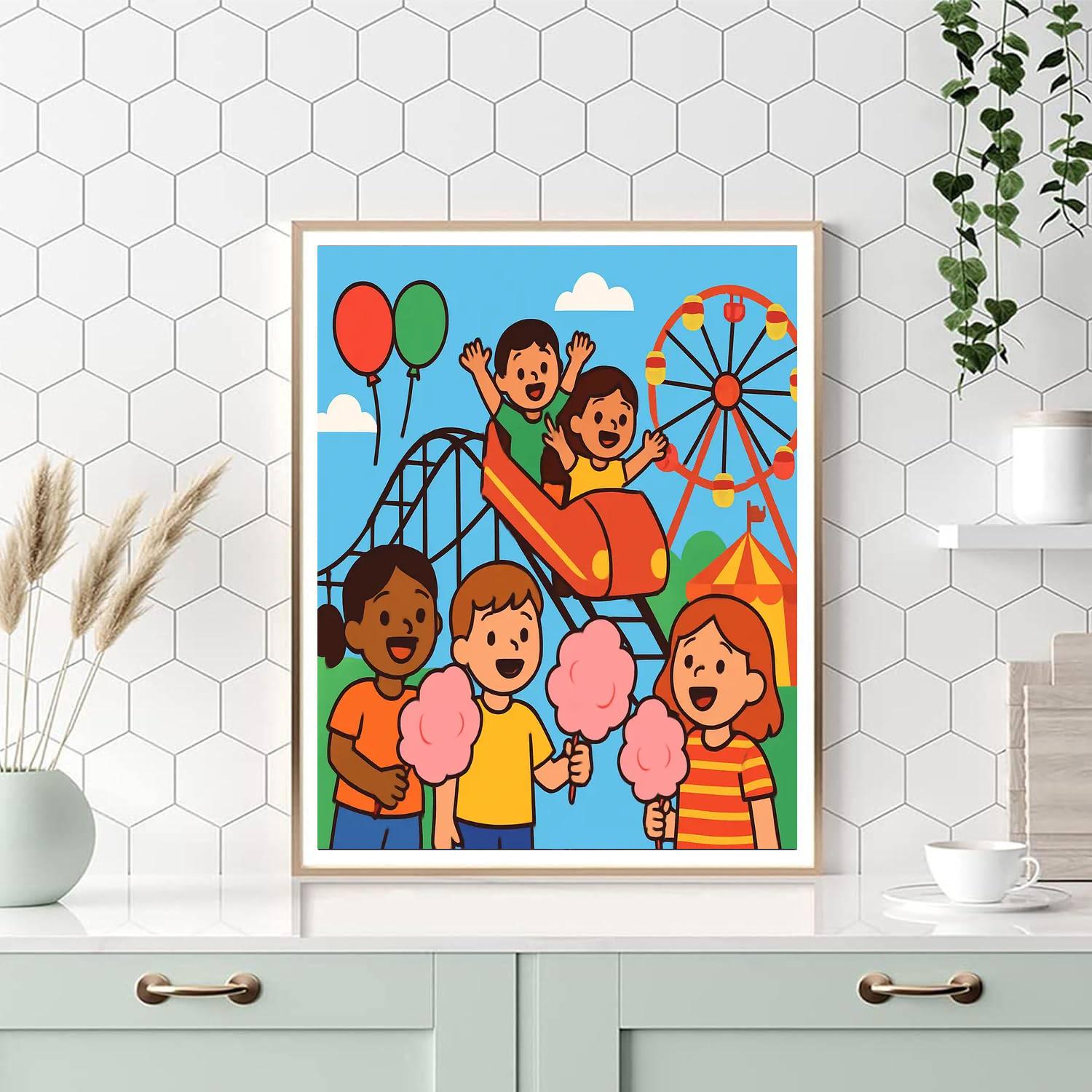 Sunny Day At The Amusement Park DIY Paint By Numbers