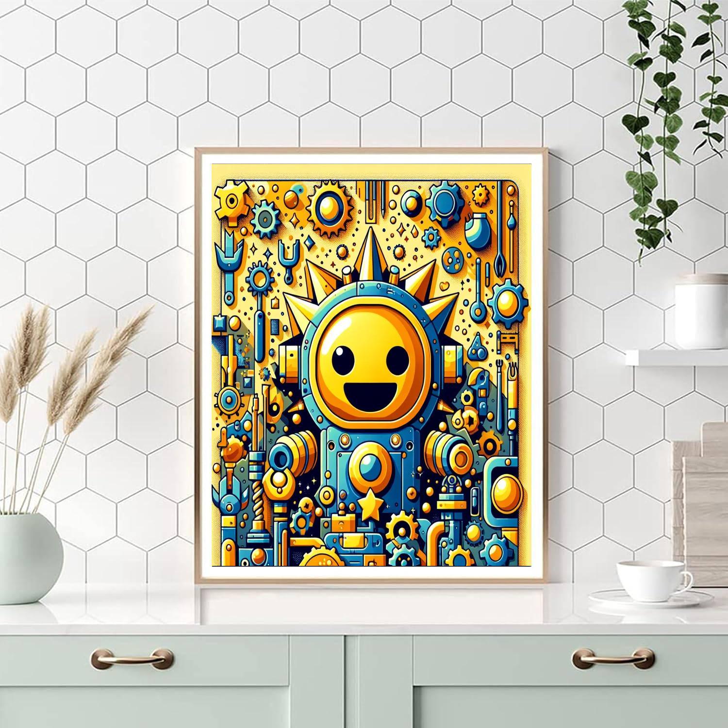 Friendly Little Robot DIY Paint By Numbers