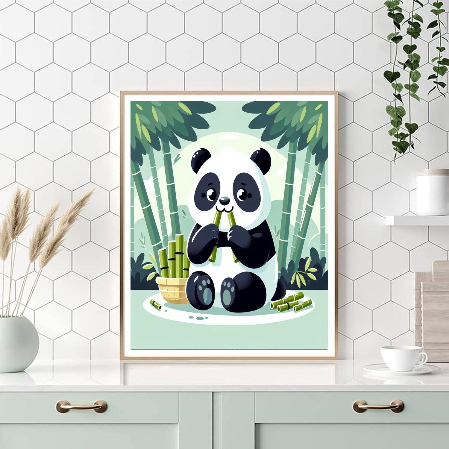 Cuddly Panda's Bamboo Feast Painting Number Kit
