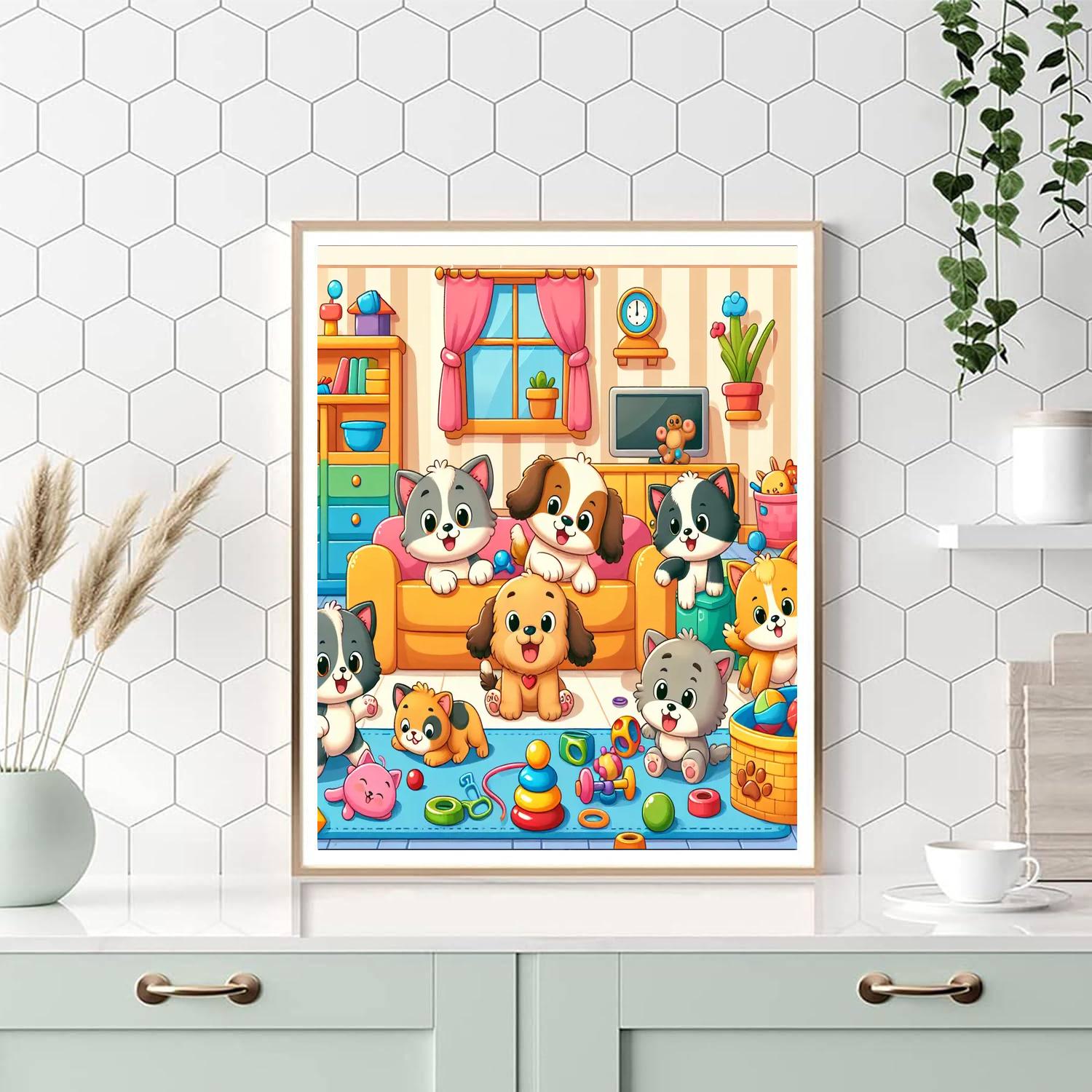Colorful World Of Pets Number Painting