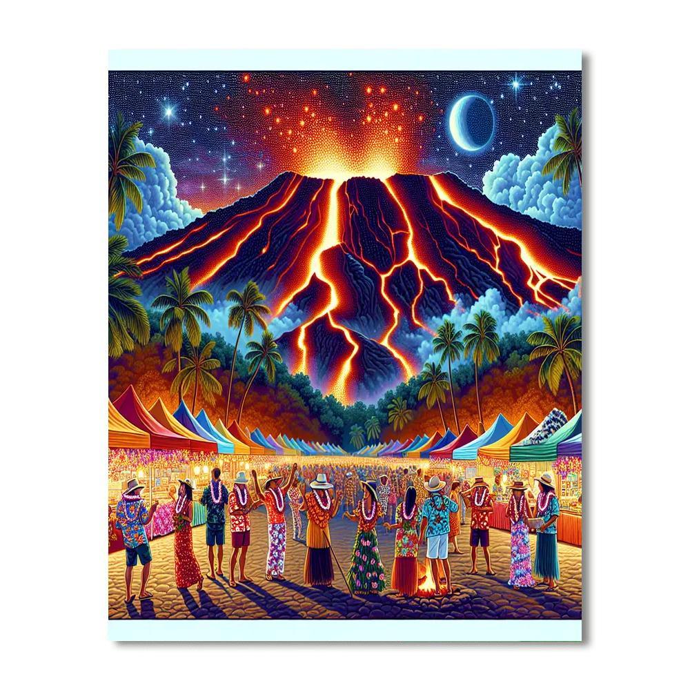 Pahoa Lava Lights - Hawaii, Usa Paint By Number
