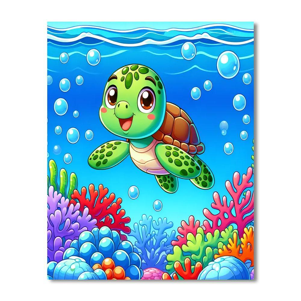 Charming Turtle Painting By Numbers Kit
