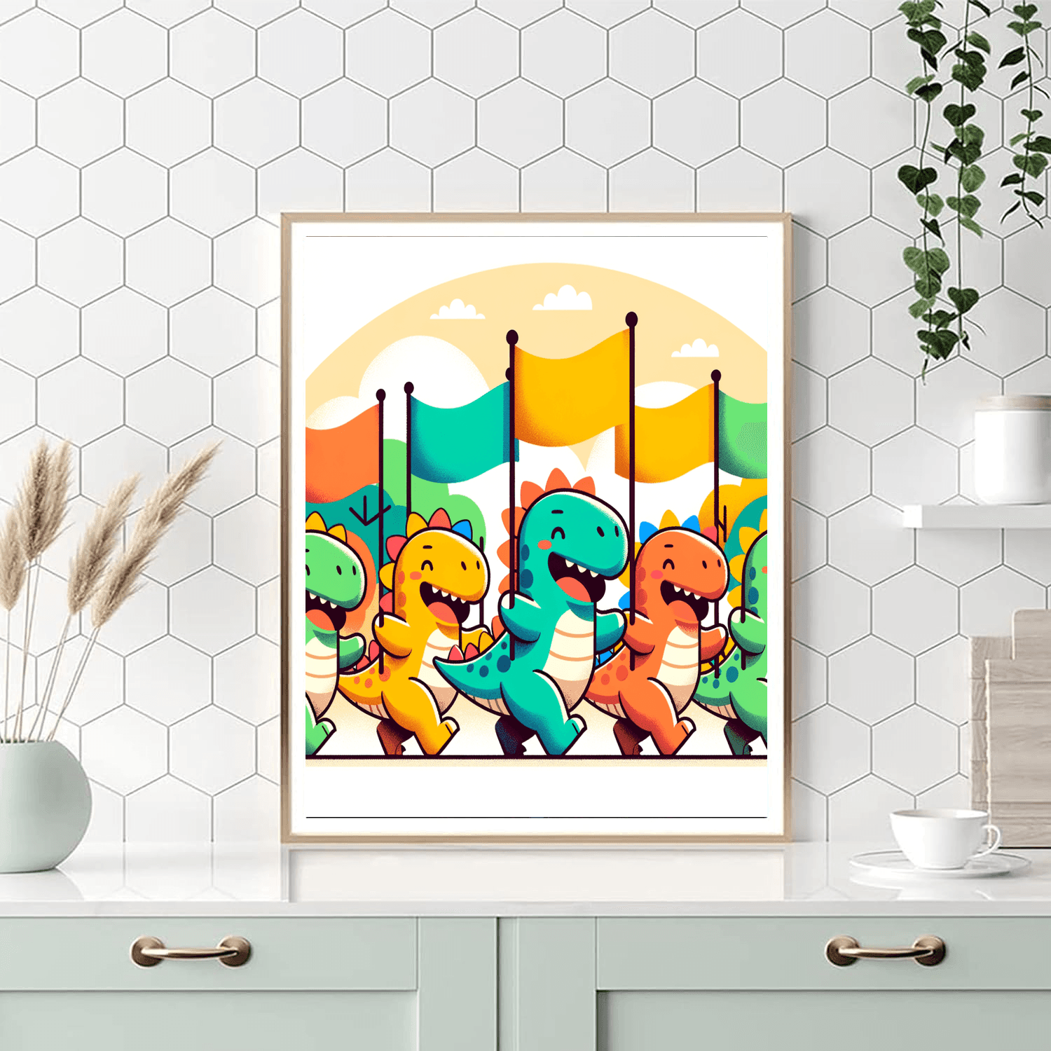 Friendly Dinosaur Parade Number Painting