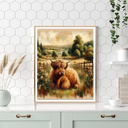 Highland Cow's Rustic Charm Paint By Numbers Kits