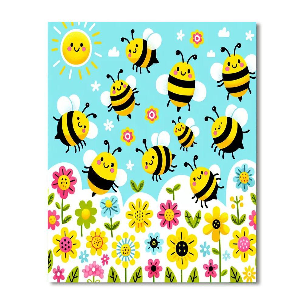 Bouncy Bees Paint By Numbers Art