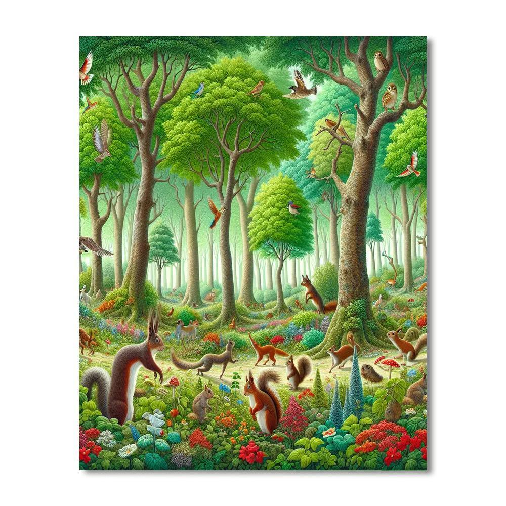 Playful Forest Animals Paint By Numbers Art