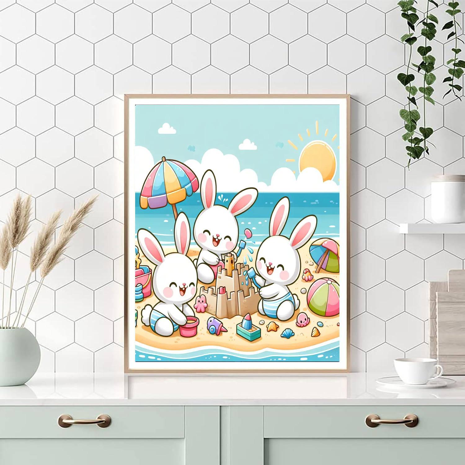 Charming Beach Bunnies Numbered Painting Kits
