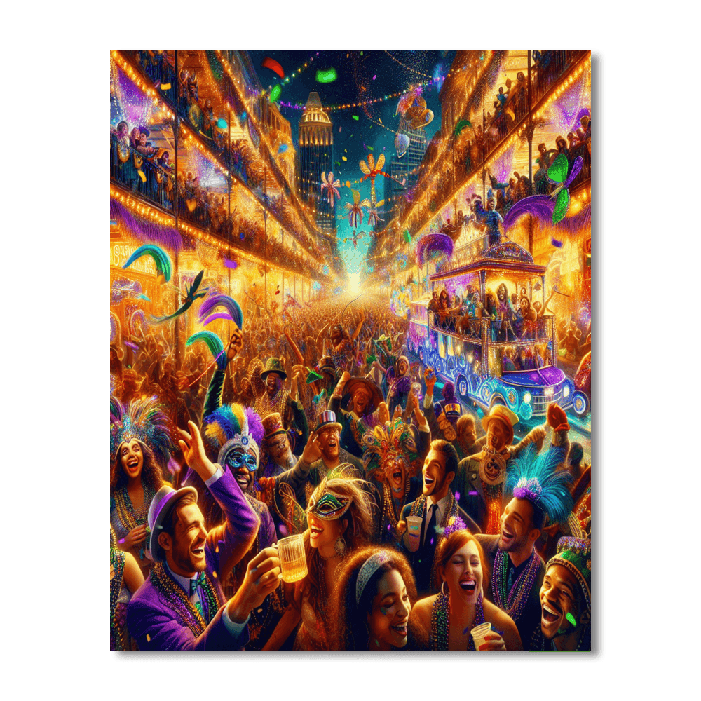 Spirited Mardi Gras Festival Number Painting