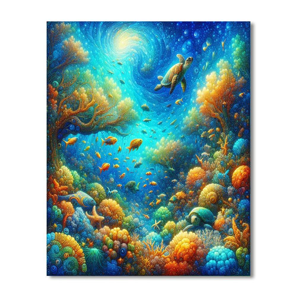 Vibrant Coral Reef Paradise Painting Number Kit