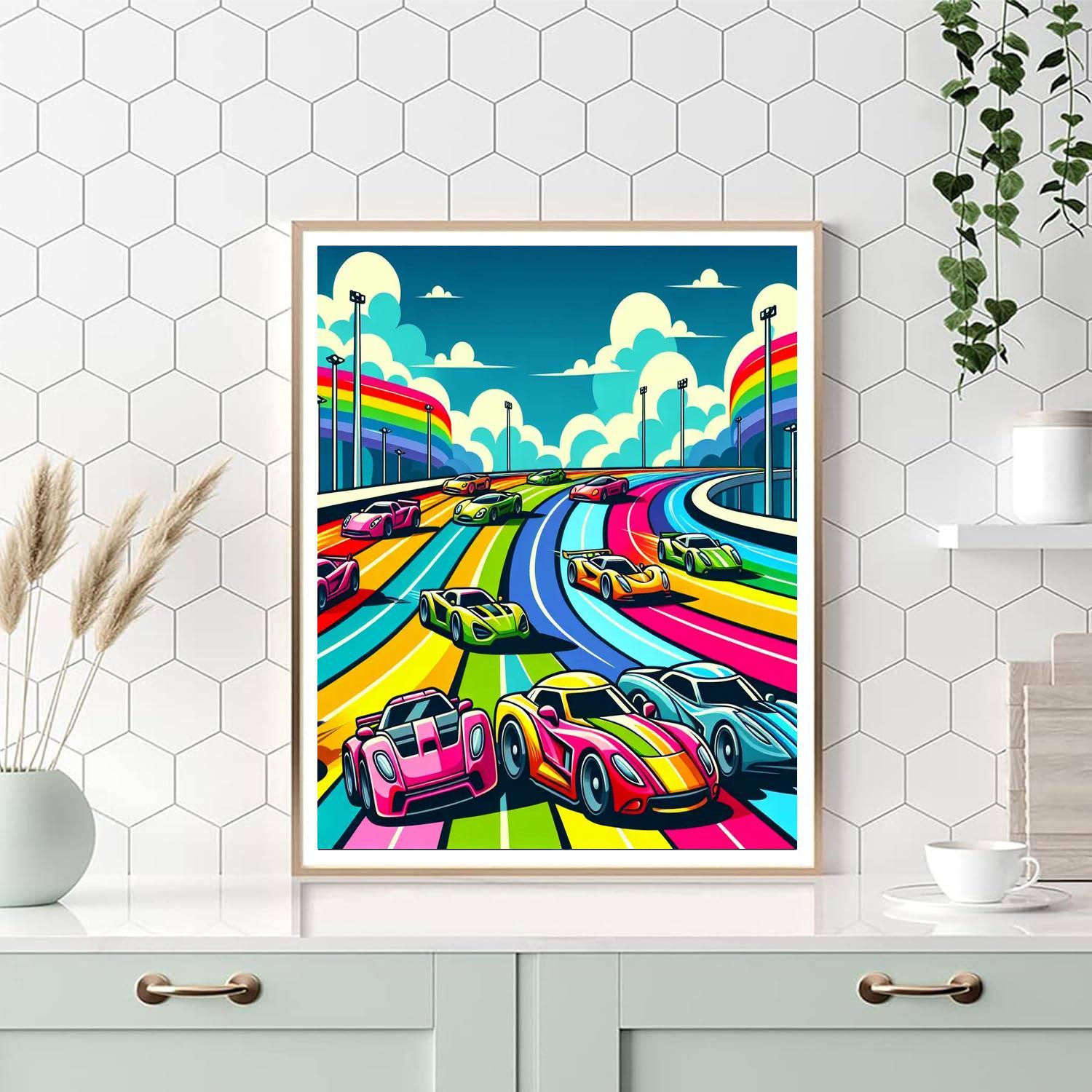 Rainbow Racers Paint By Color