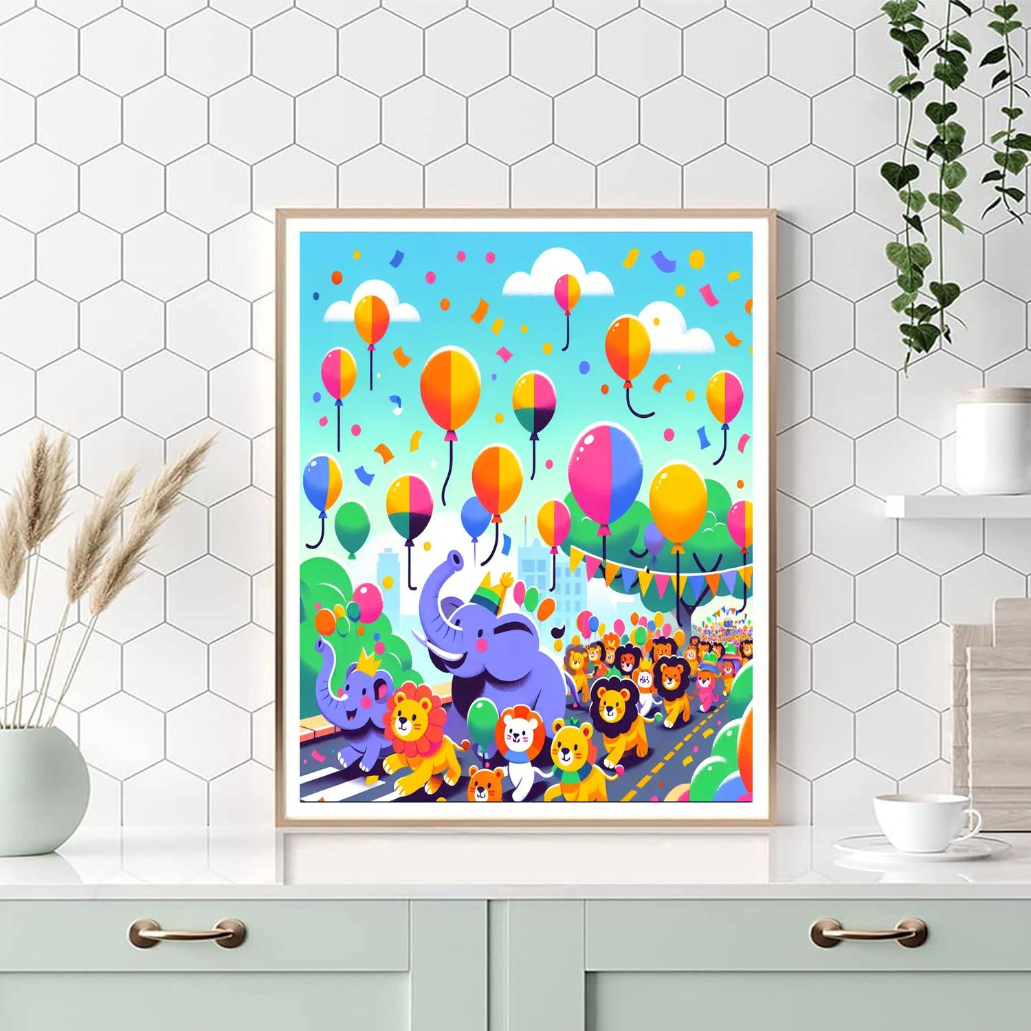 Cheery Animal Parade Painting Number Kit