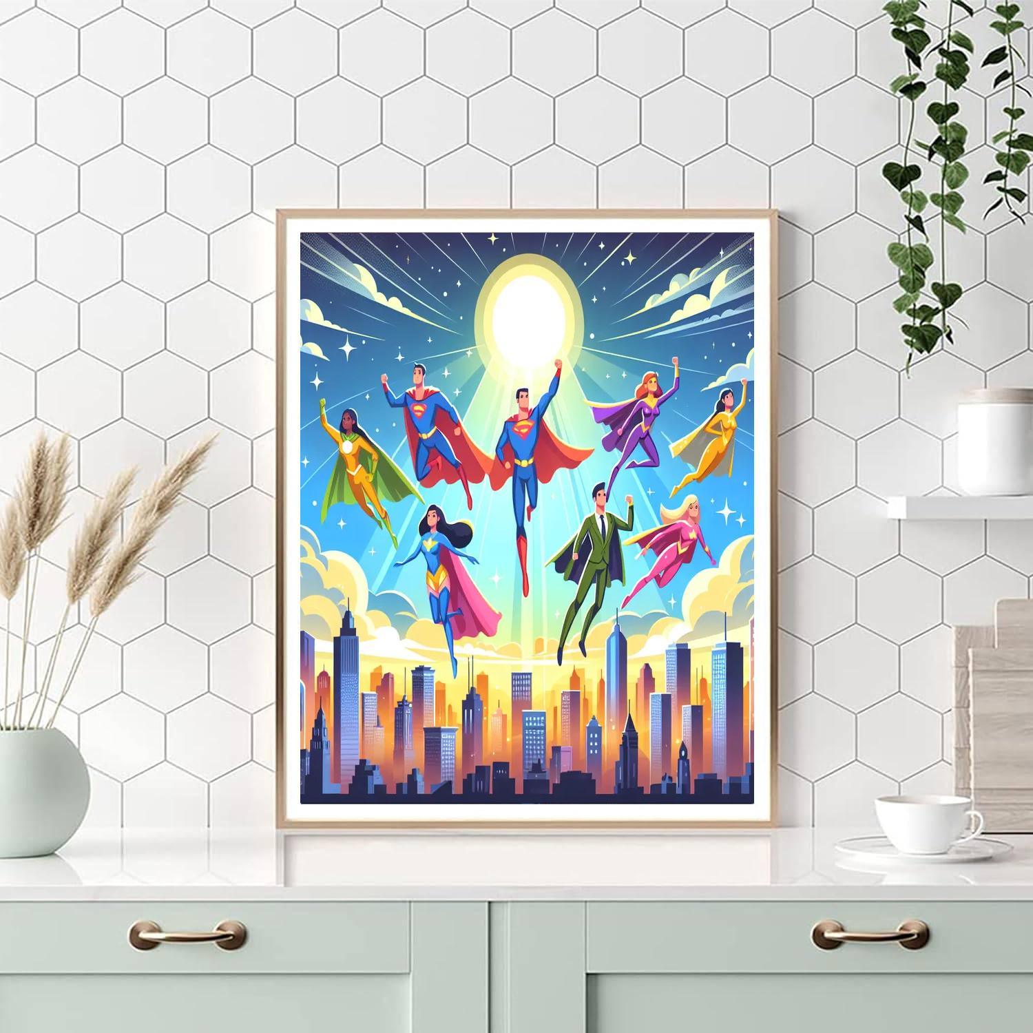 Superhero Adventure Day Paint By Numbers Art