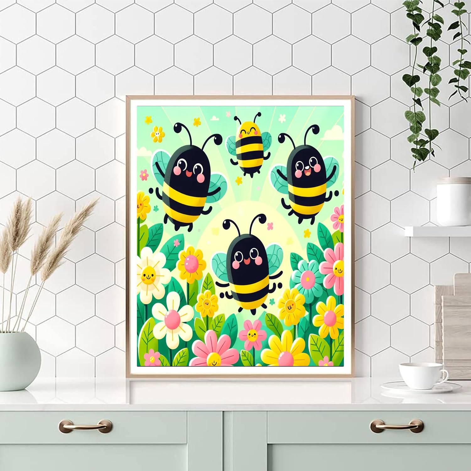 Buzzy Bees In Bloom Paint By Numbers Art