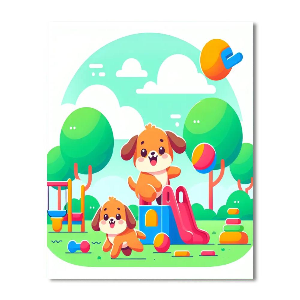Puppy Playground Adventures Paint By Number