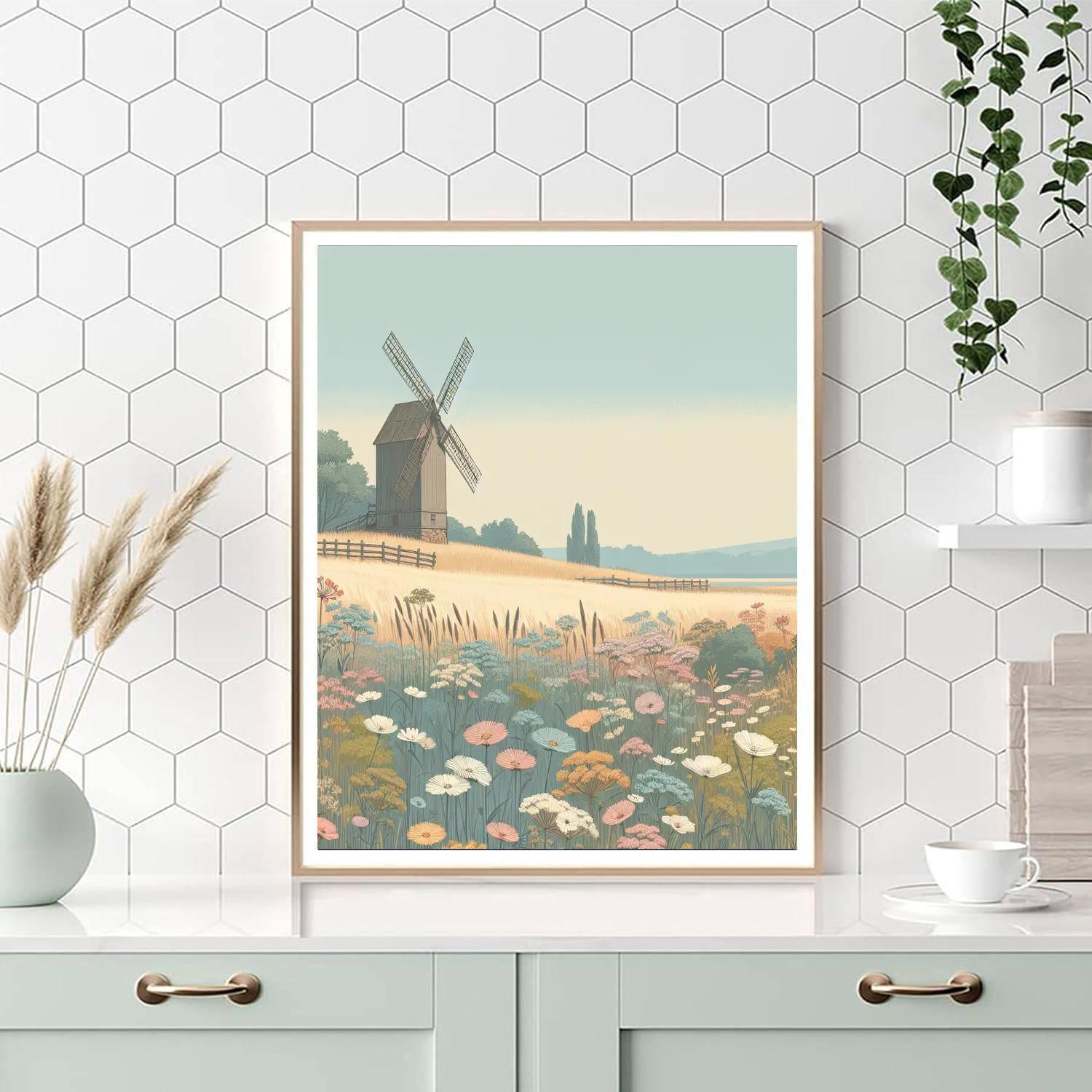 Whispering Meadow And Windmill Number Painting
