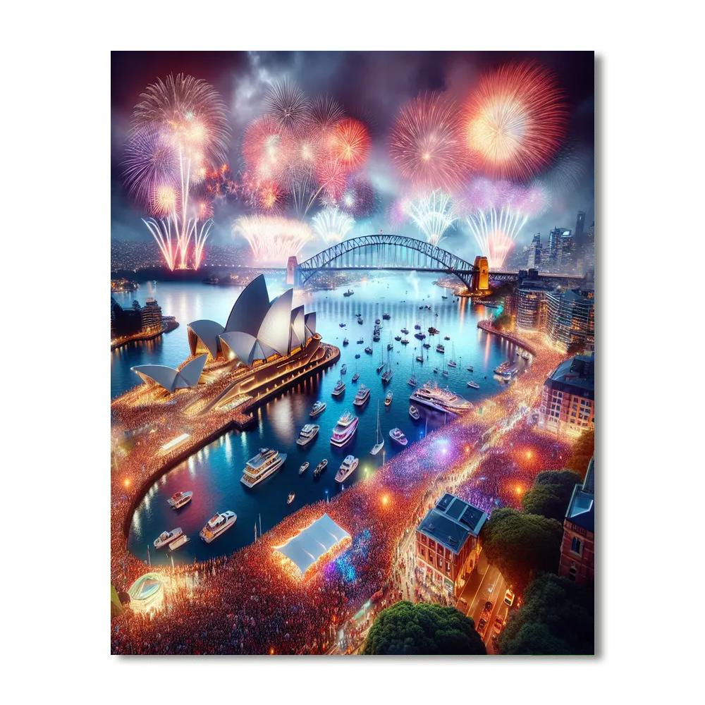 New Year’s Eve Fireworks - Sydney Painting By Numbers Kit