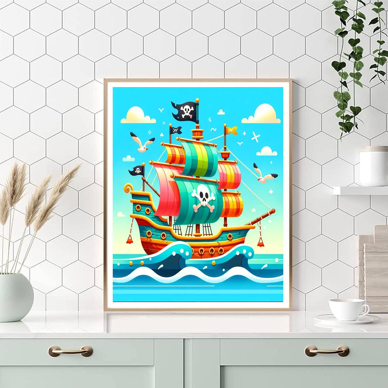 Funny Pirate Ship Paint By Numbers Art