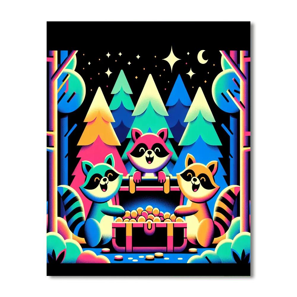 Adventurous Raccoons Paint By Numbers Art