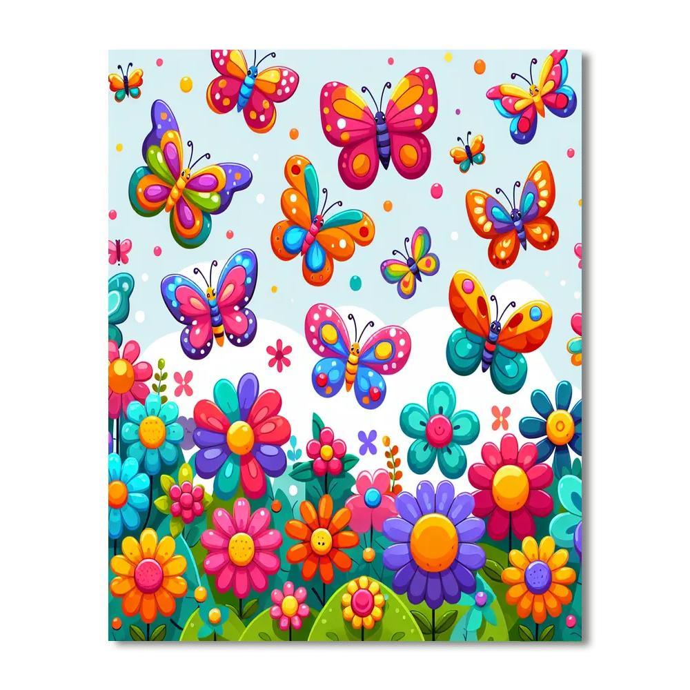 Garden Of Springtime Butterflies Numbered Painting Kits