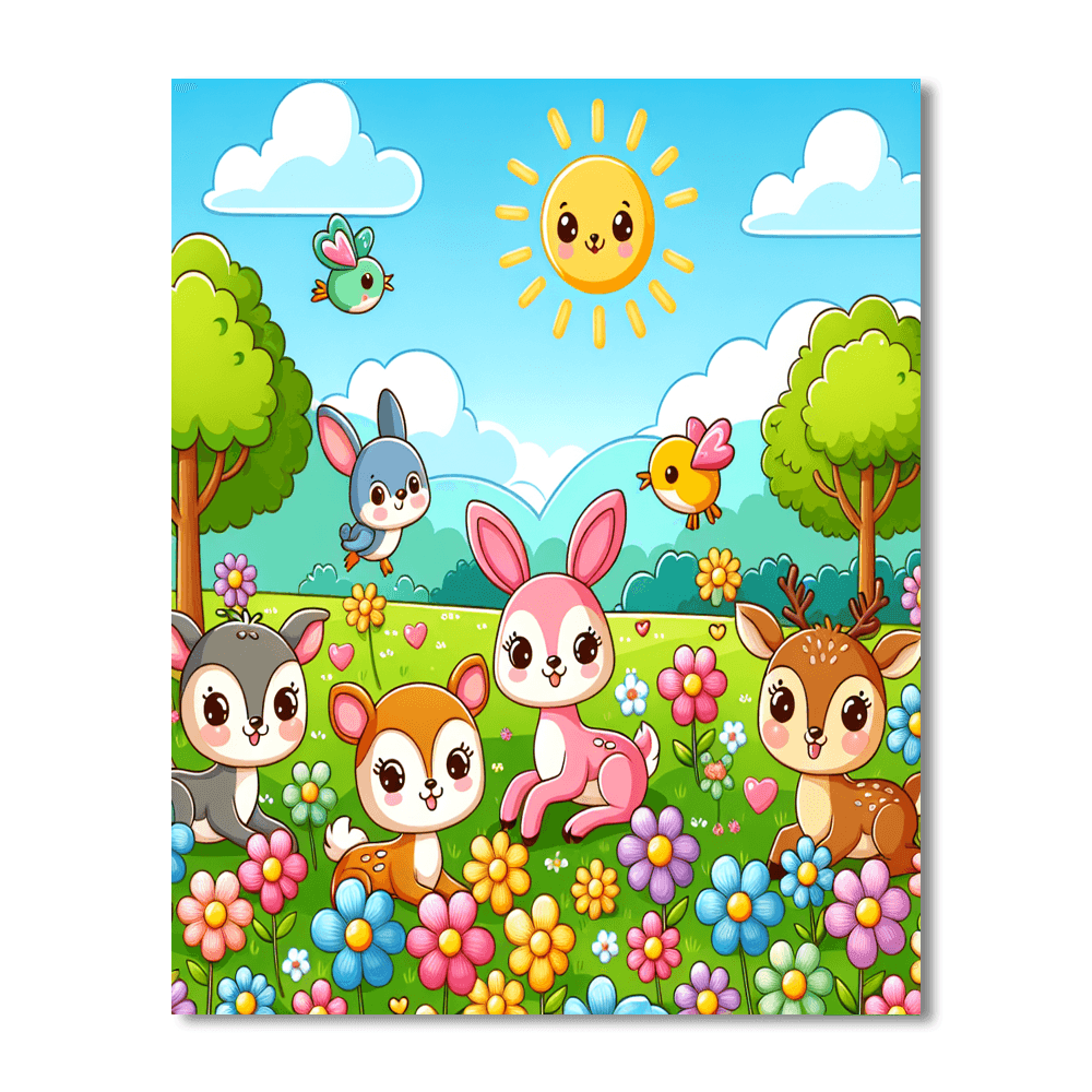 Cute Critters In The Meadow Number Painting