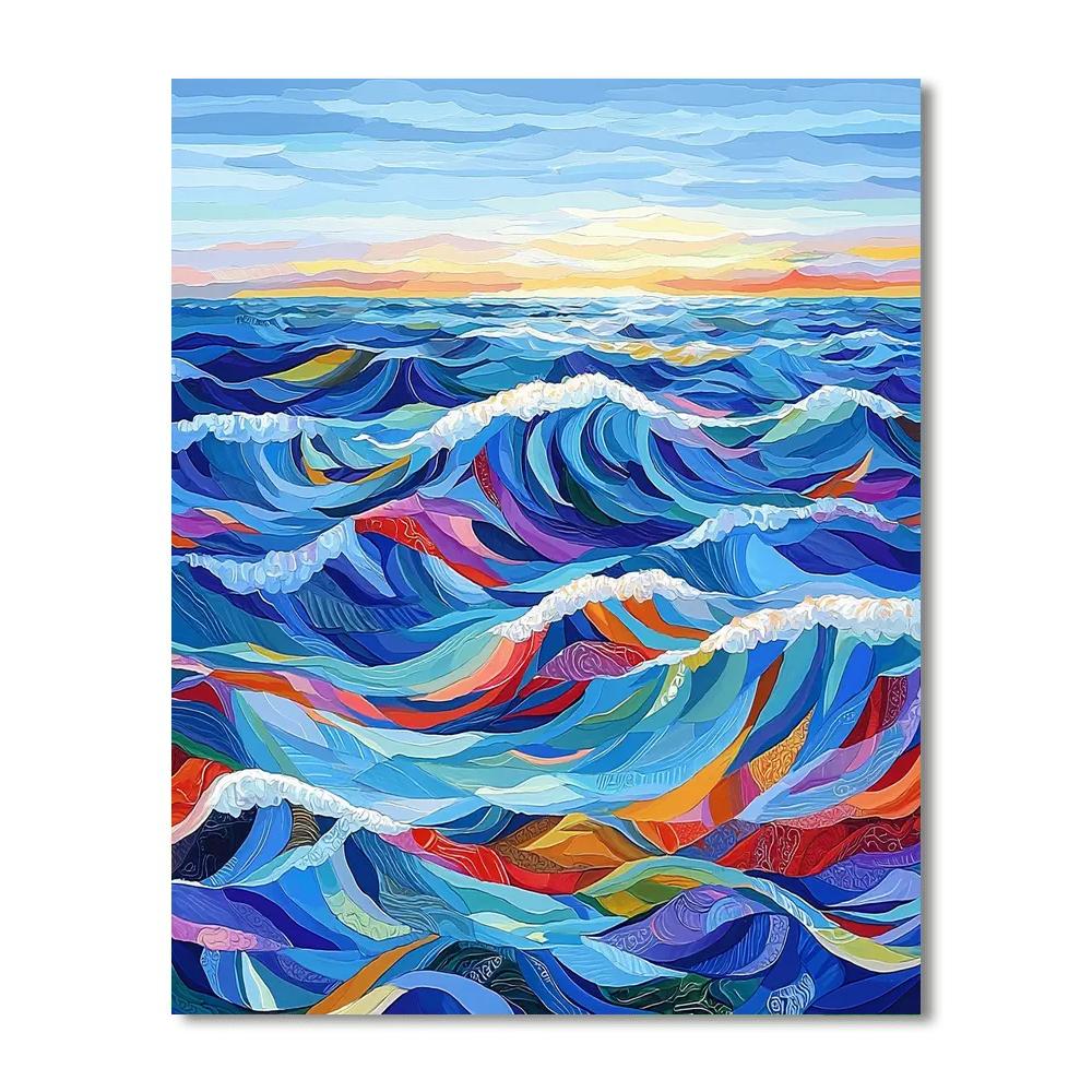 Bridget Riley Inspired Prismatic Waves  Paint By Numbers Kits