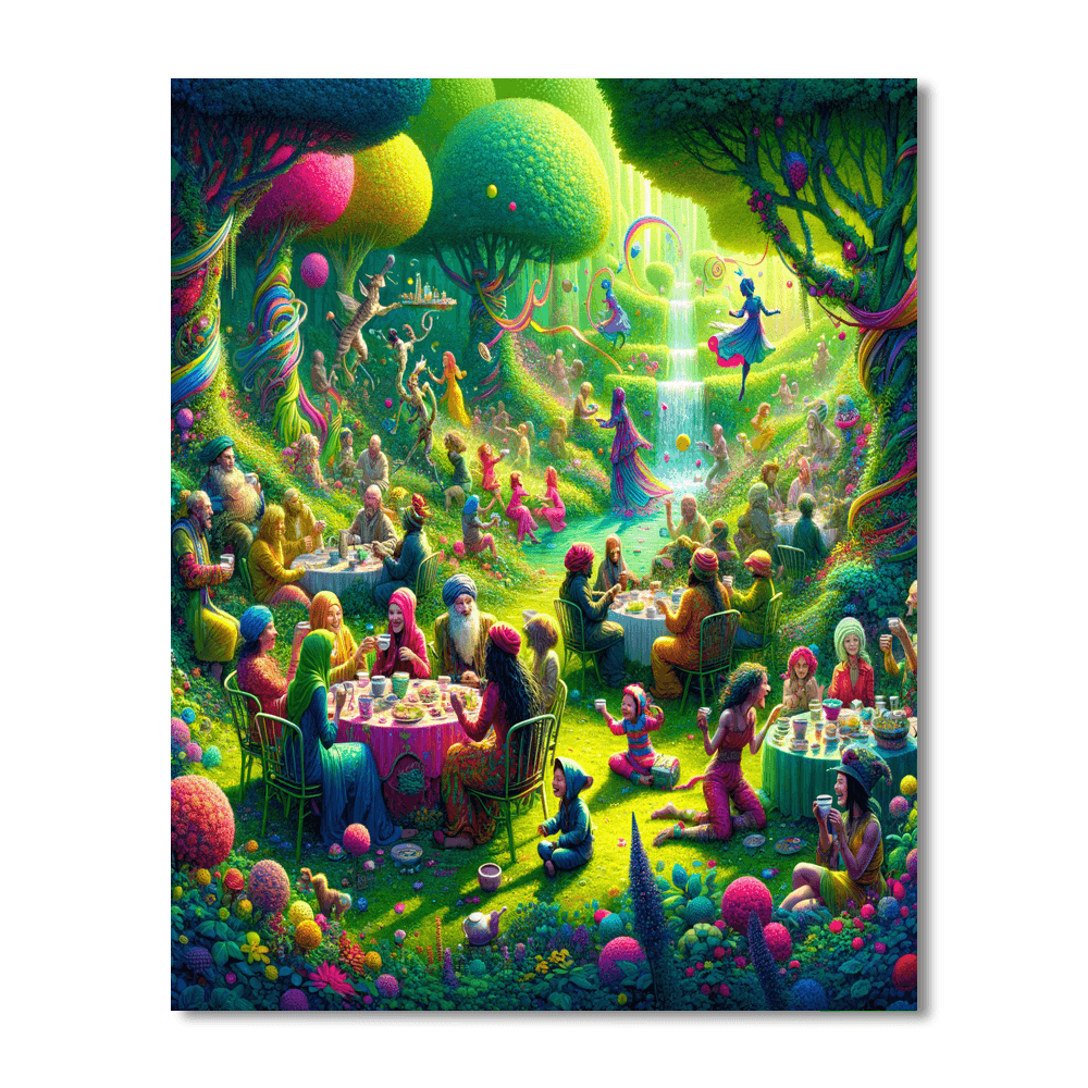 Whimsical Tea Party Picnic Painting Number Kit
