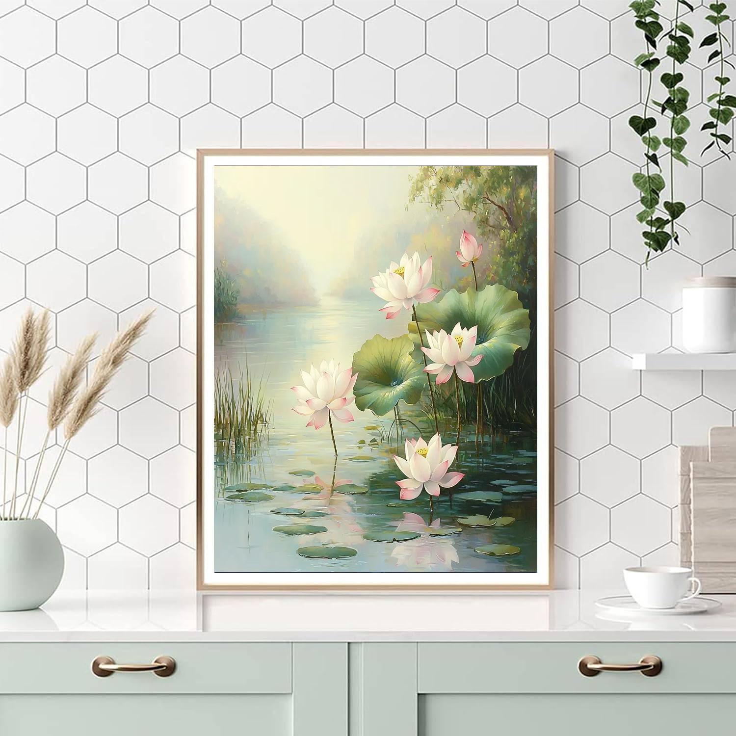 Zhao Mengfu Inspired Ephemeral Beauty Of Lotus Blossoms  Paint By Number