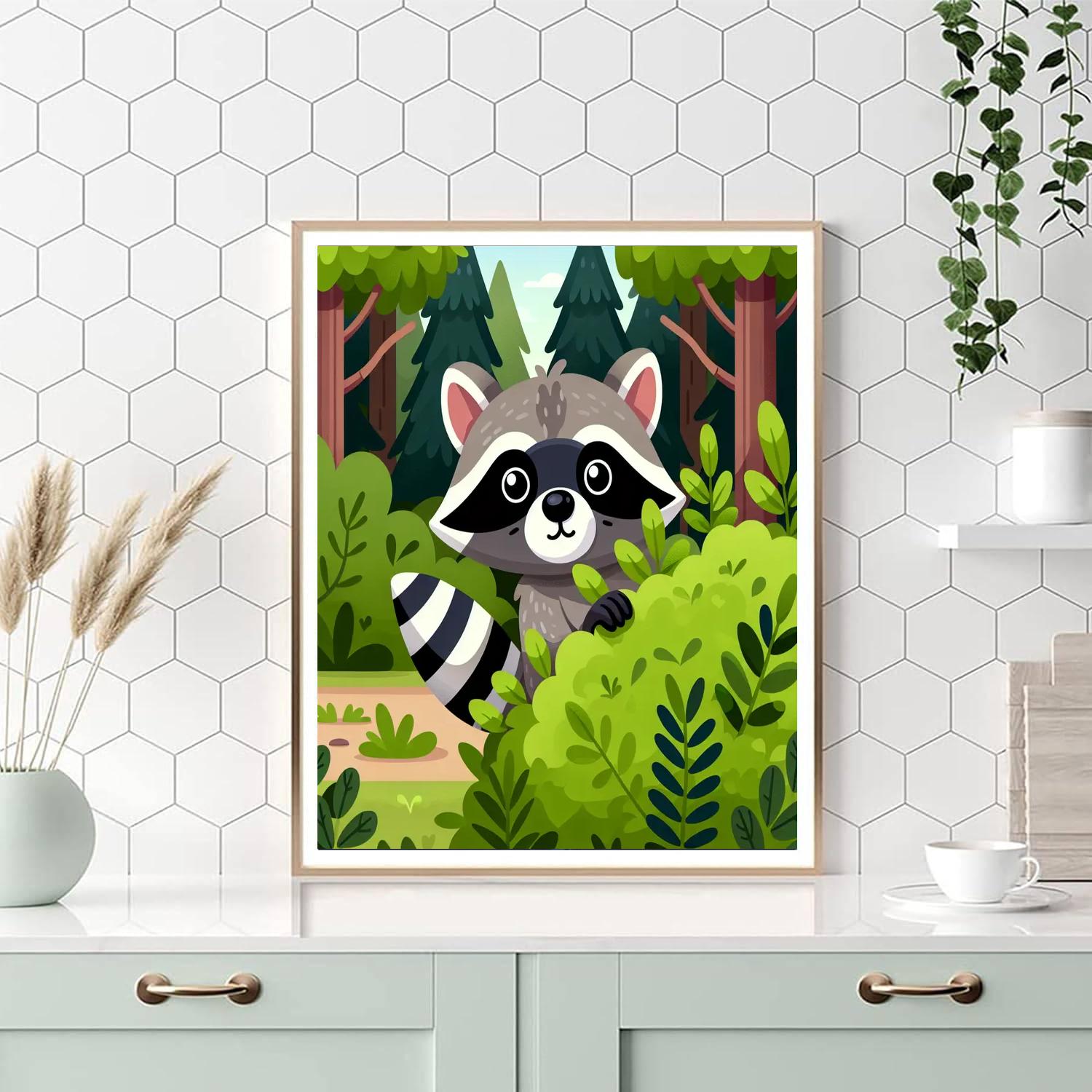 Rascally Raccoon Hideaway Painting Number Kit