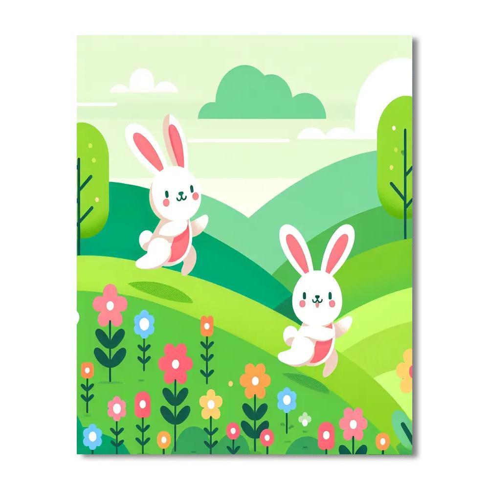 Bouncing Bunny Hill Painting Number Kit