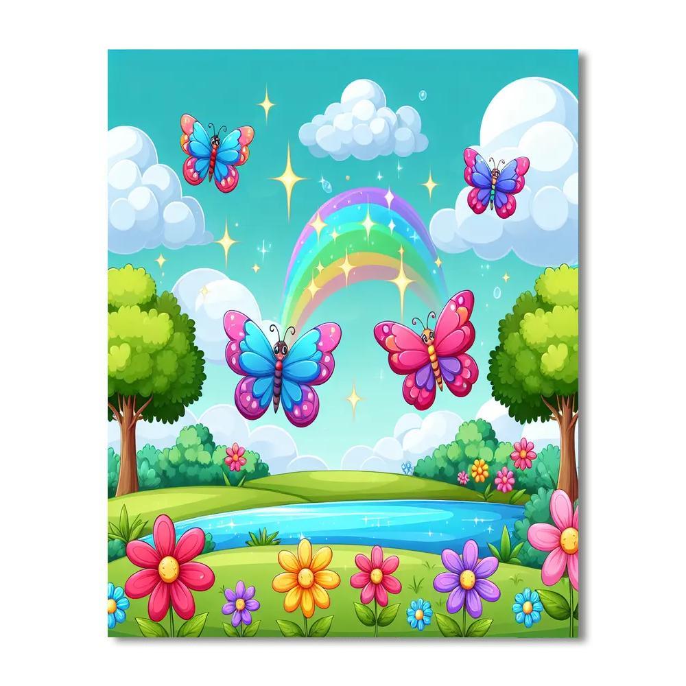 Rainbow Butterfly Paradise Paint By Color
