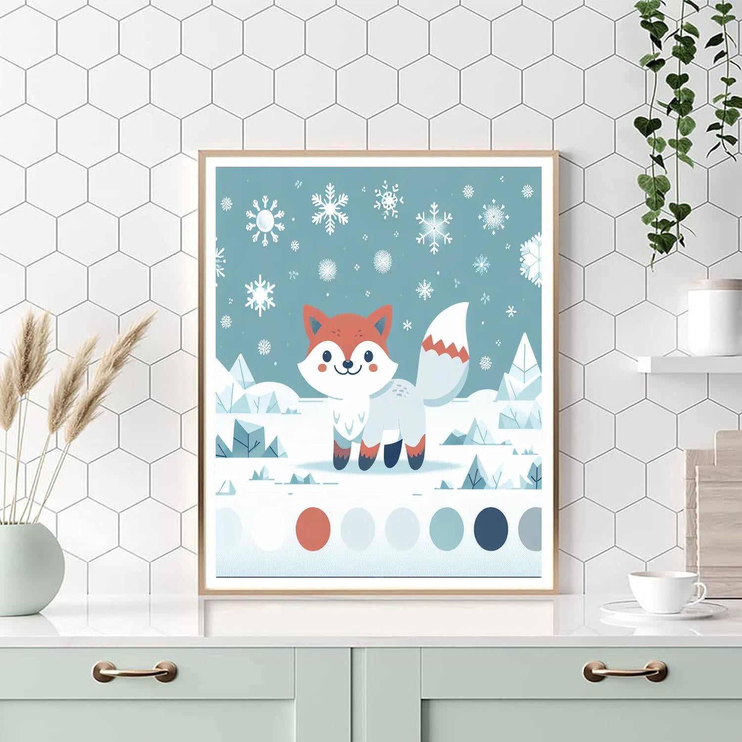 Arctic Fox Wonderland Painting Number Kit