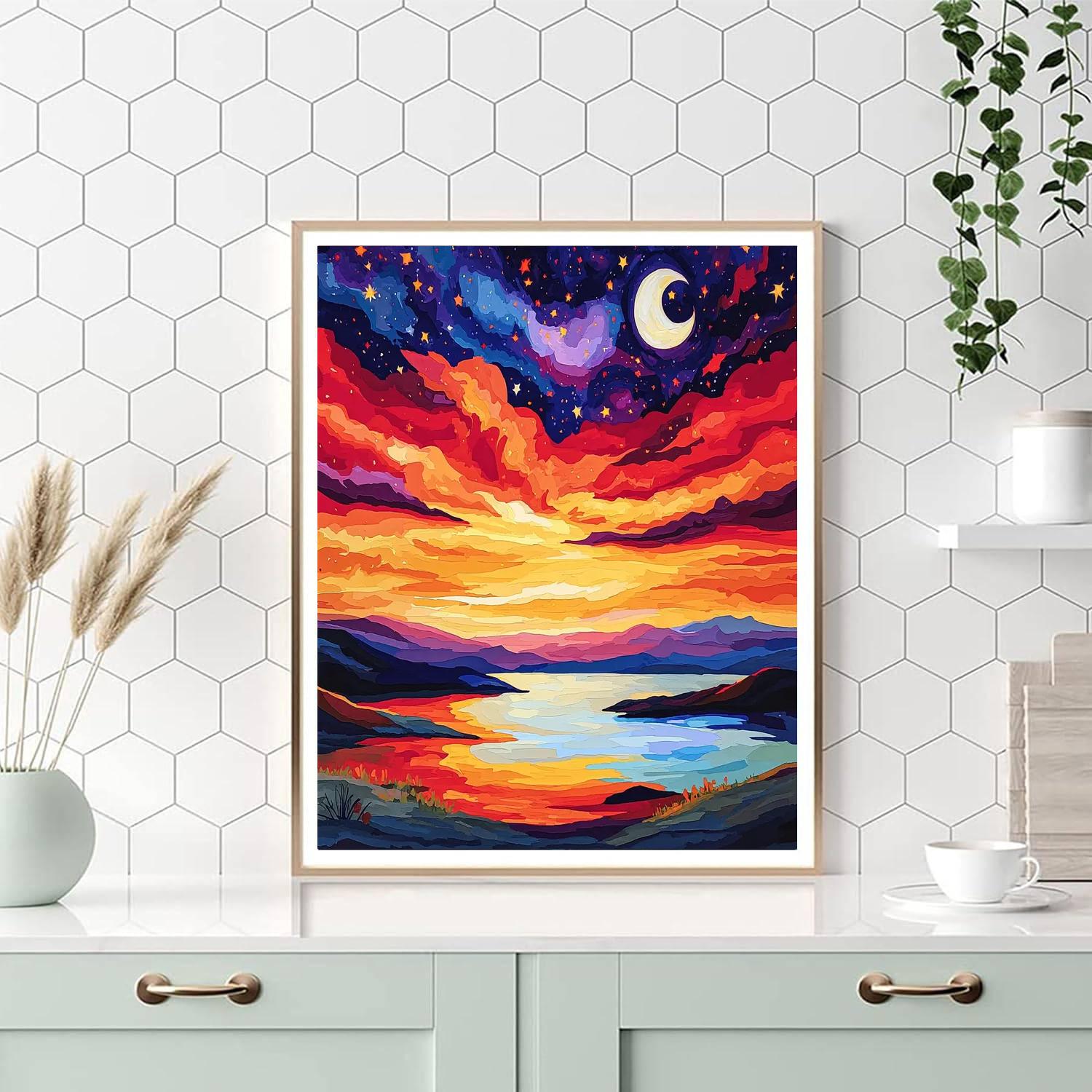 Paul Cézanne Inspired Celestial Sunset Harmony  Paint By Numbers Art