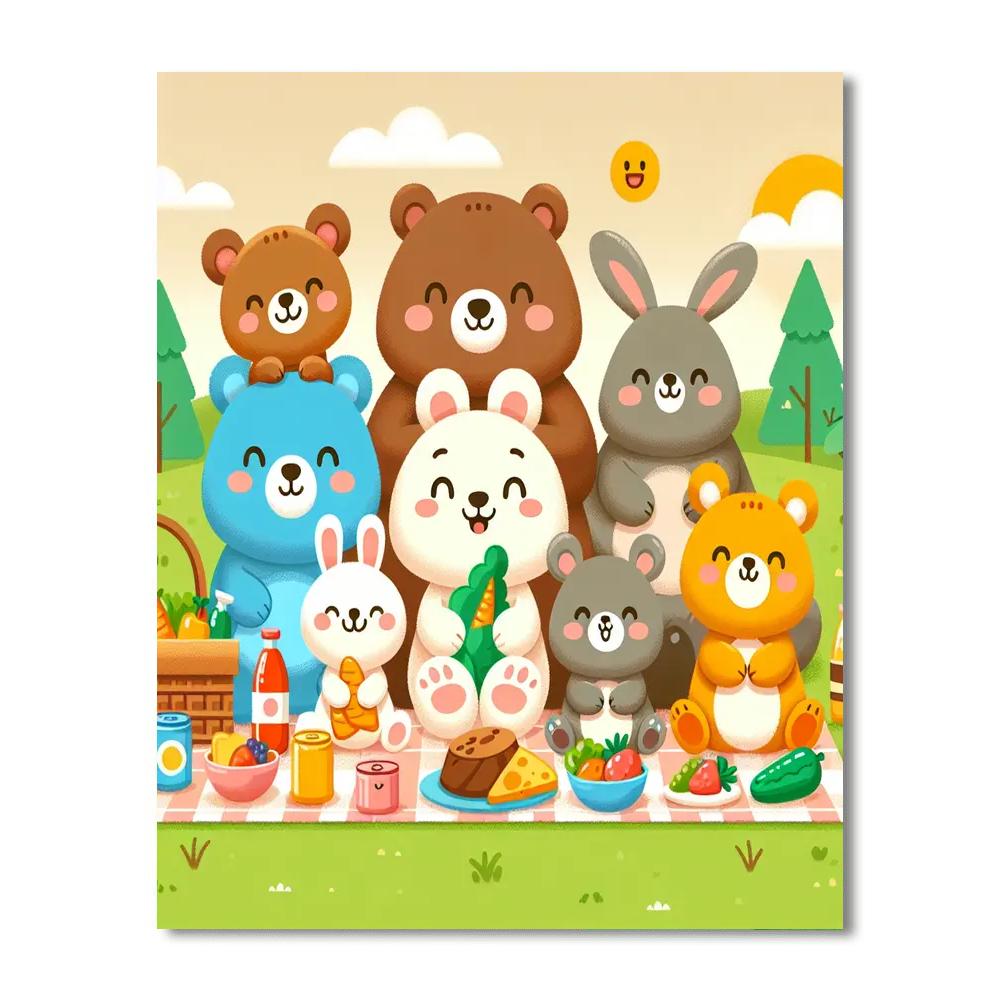 Playful Picnic Pals Paint By Numbers Art