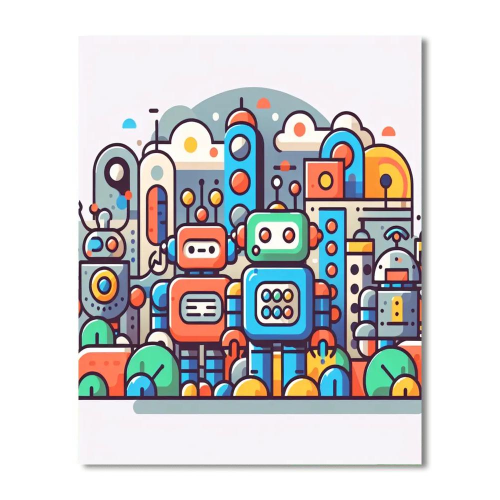 Futuristic Robot Land Paint By Numbers Kits