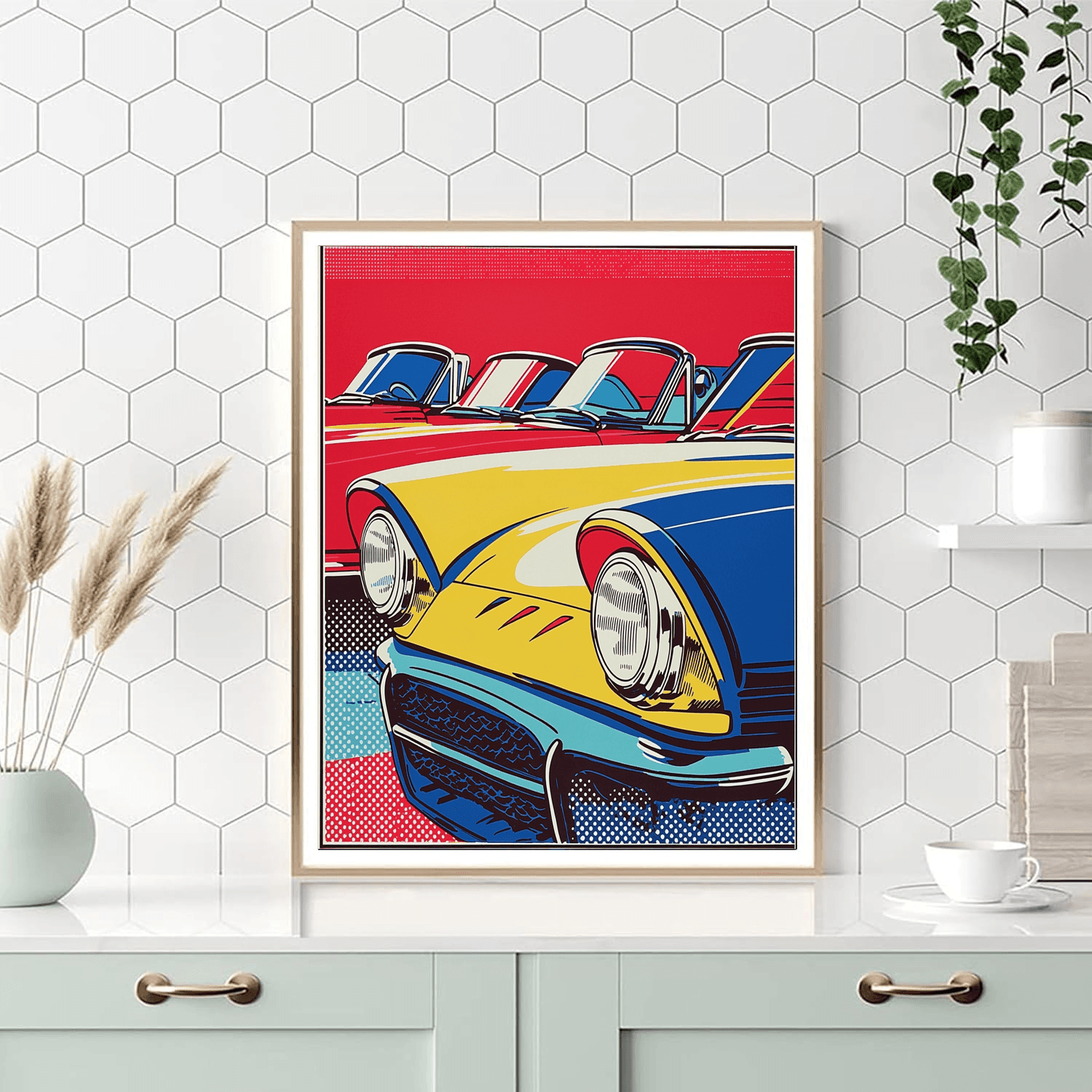 Lichtenstein Inspired Retro Vehicles  DIY Paint By Numbers