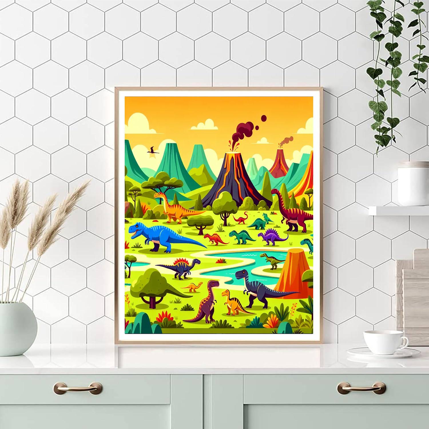 Dinosaur Time Travelers DIY Paint By Numbers