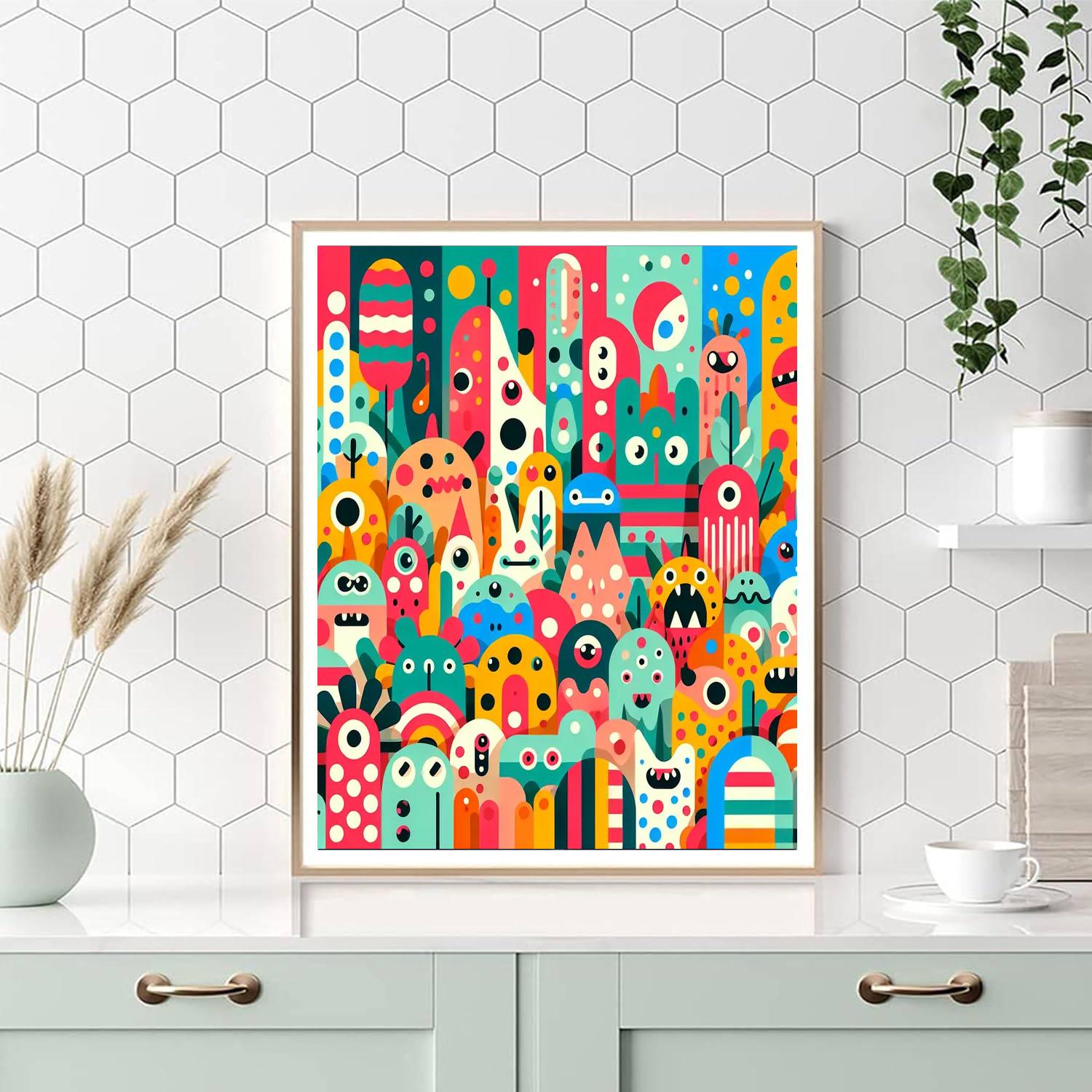 Kaleidoscope Creatures Number Painting