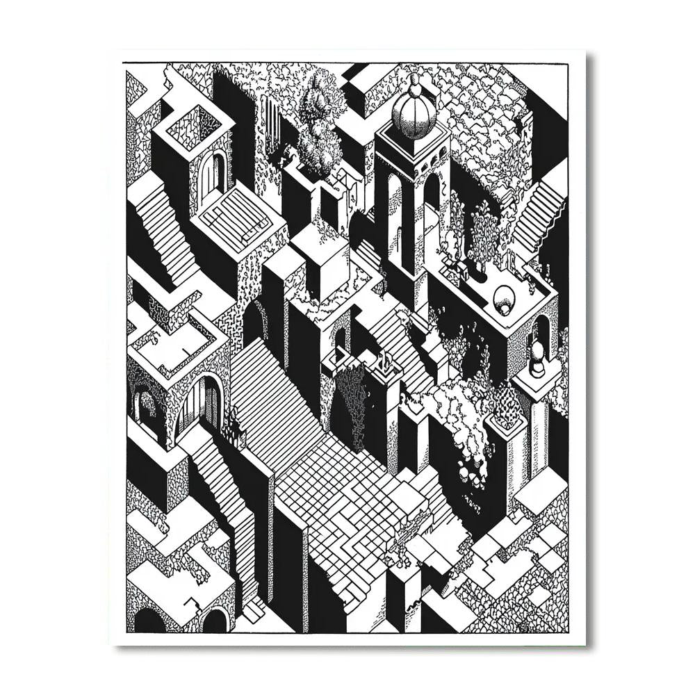 M.C. Escher Inspired Mathematical Illusions  Numbered Painting Kits