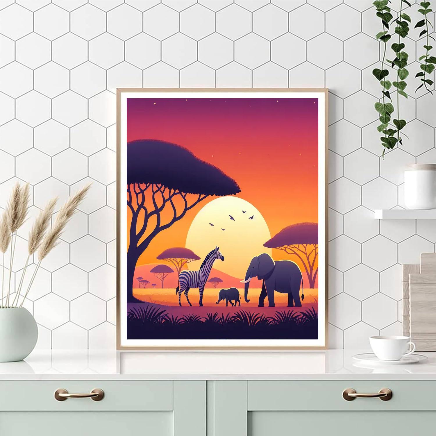 Sunset Savannah Spectacle Painting By Numbers Kit