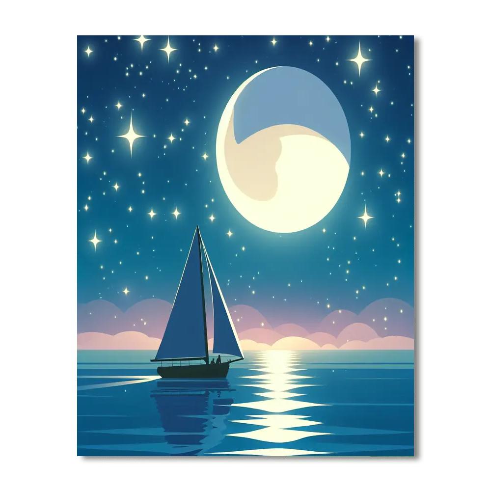Moonlit Magic Voyage Number Painting