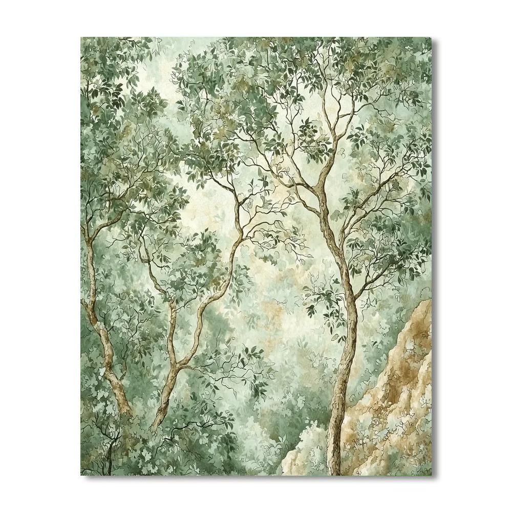 Leonardo Da Vinci Inspired Trees Of Tranquility  Numbered Painting Kits