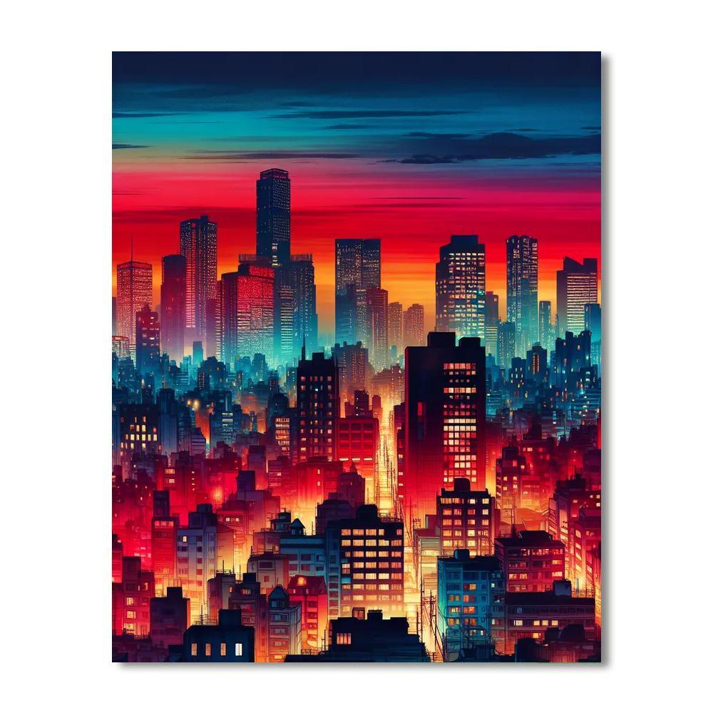 Vibrant Cityscape Skyline Paint By Number
