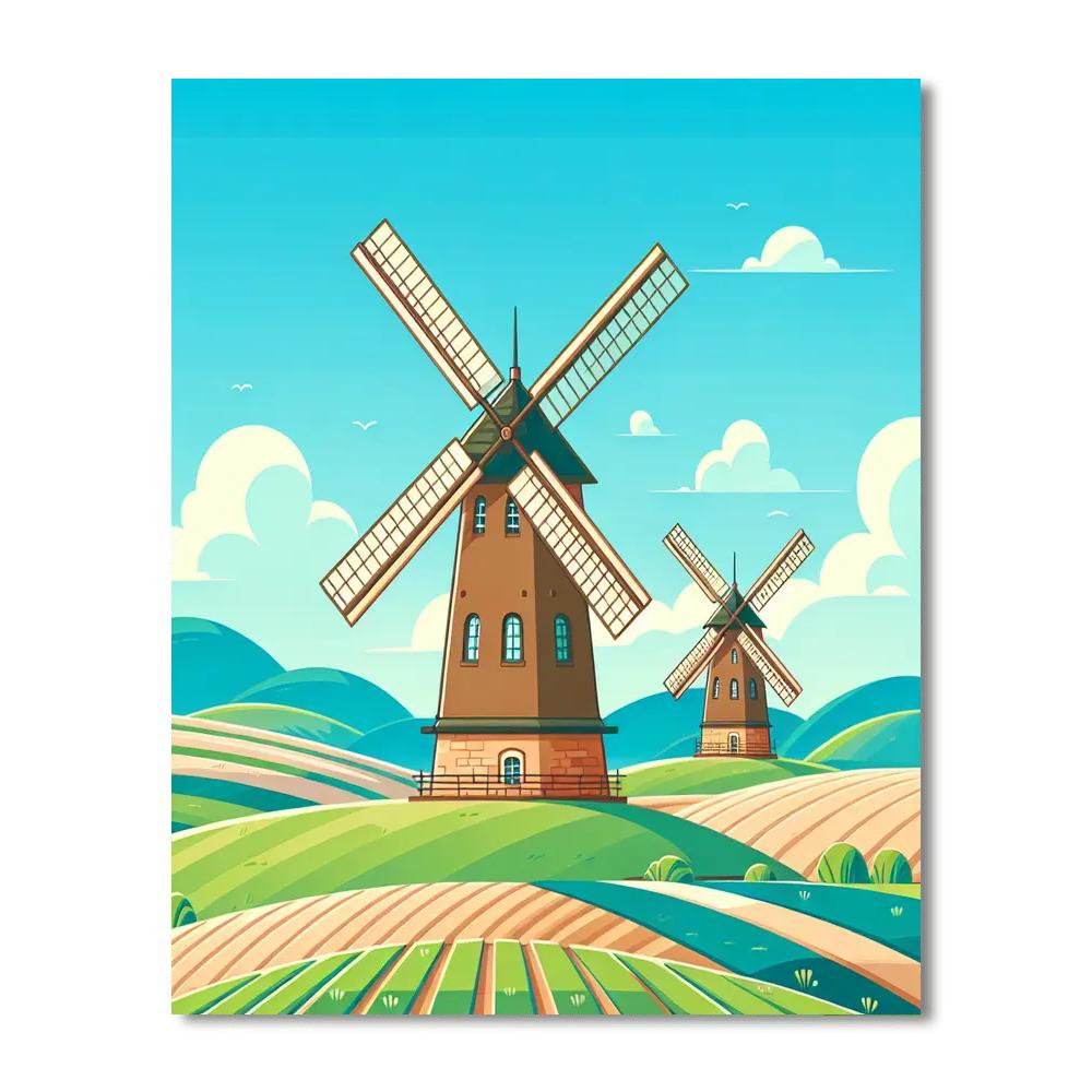 Wondrous Windmill Wonders Paint By Numbers Art