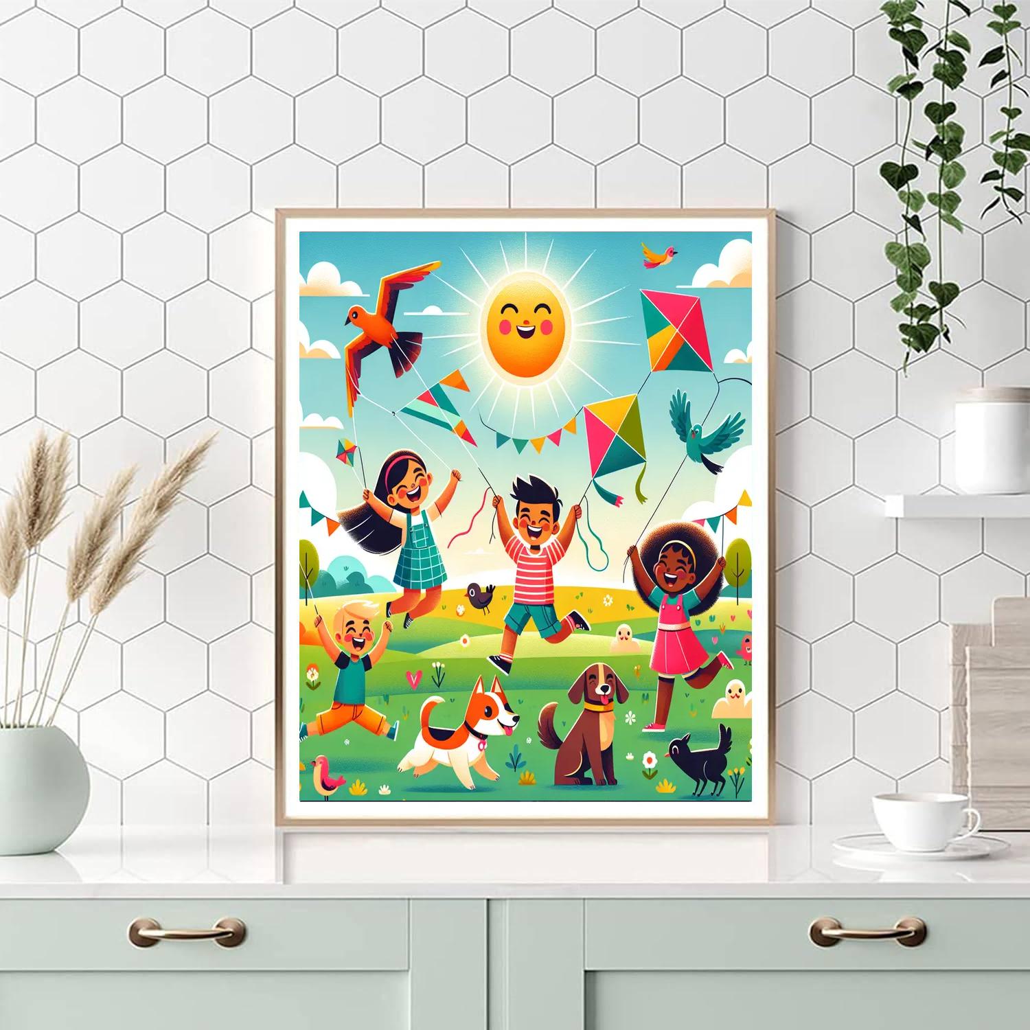 Adventurous Kite Flyers Paint By Numbers Art