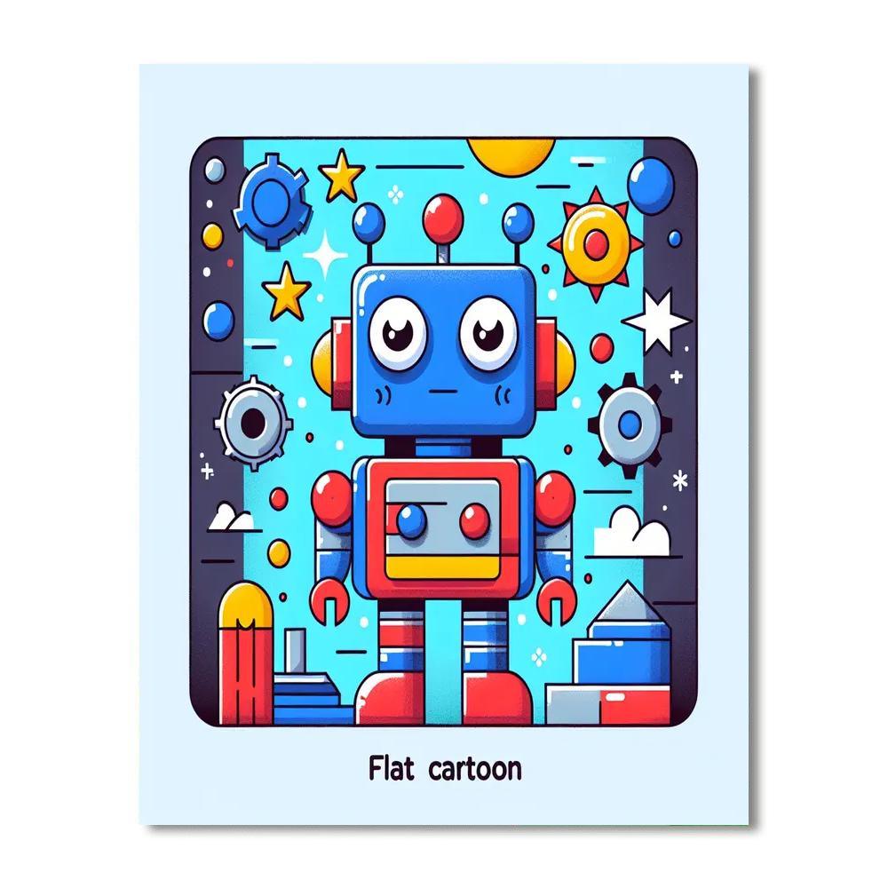 Colorful Robot Paint By Numbers Art
