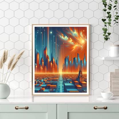 Retro Futuristic Skyline Paint By Number