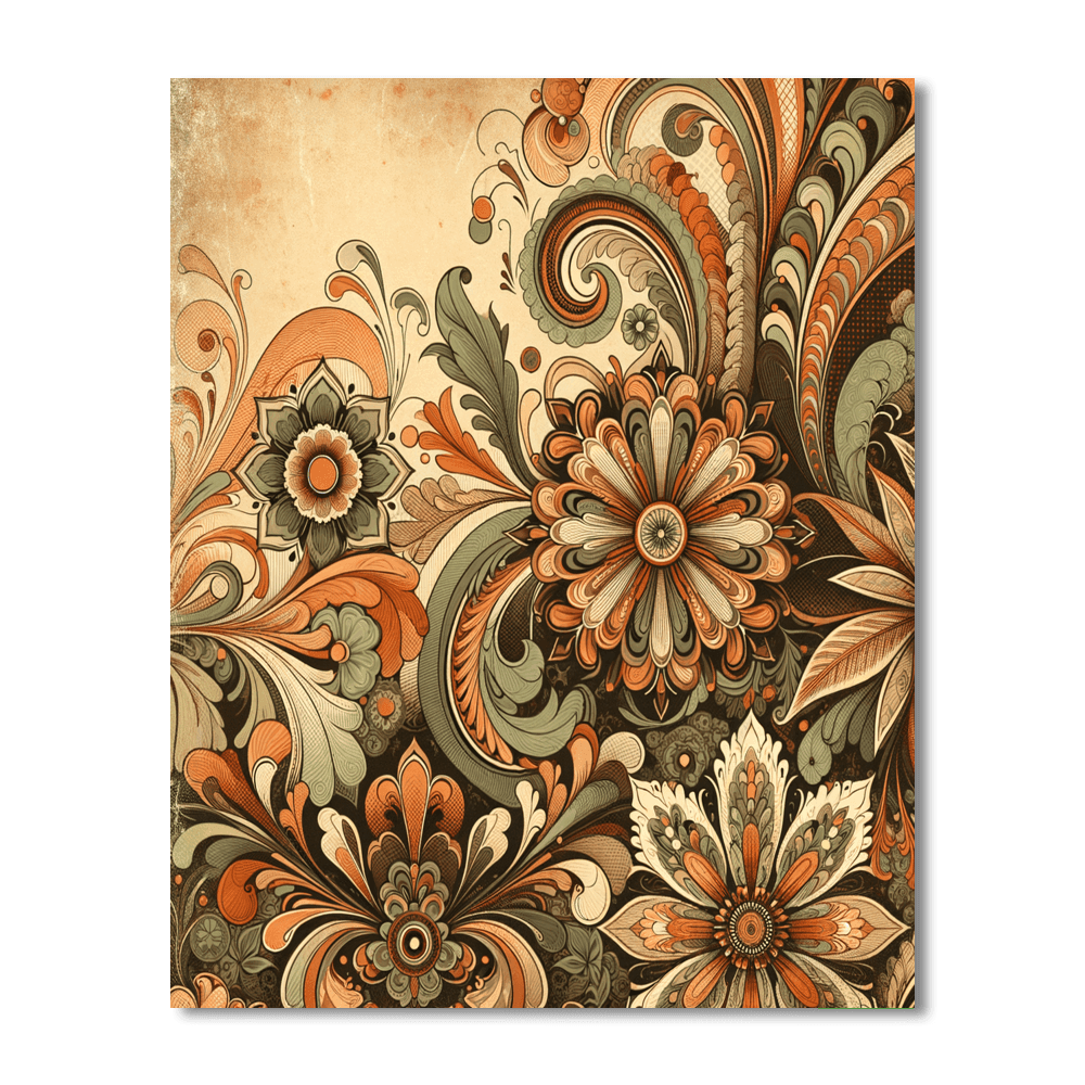 Retro Floral Boho Wall Hanging Number Painting